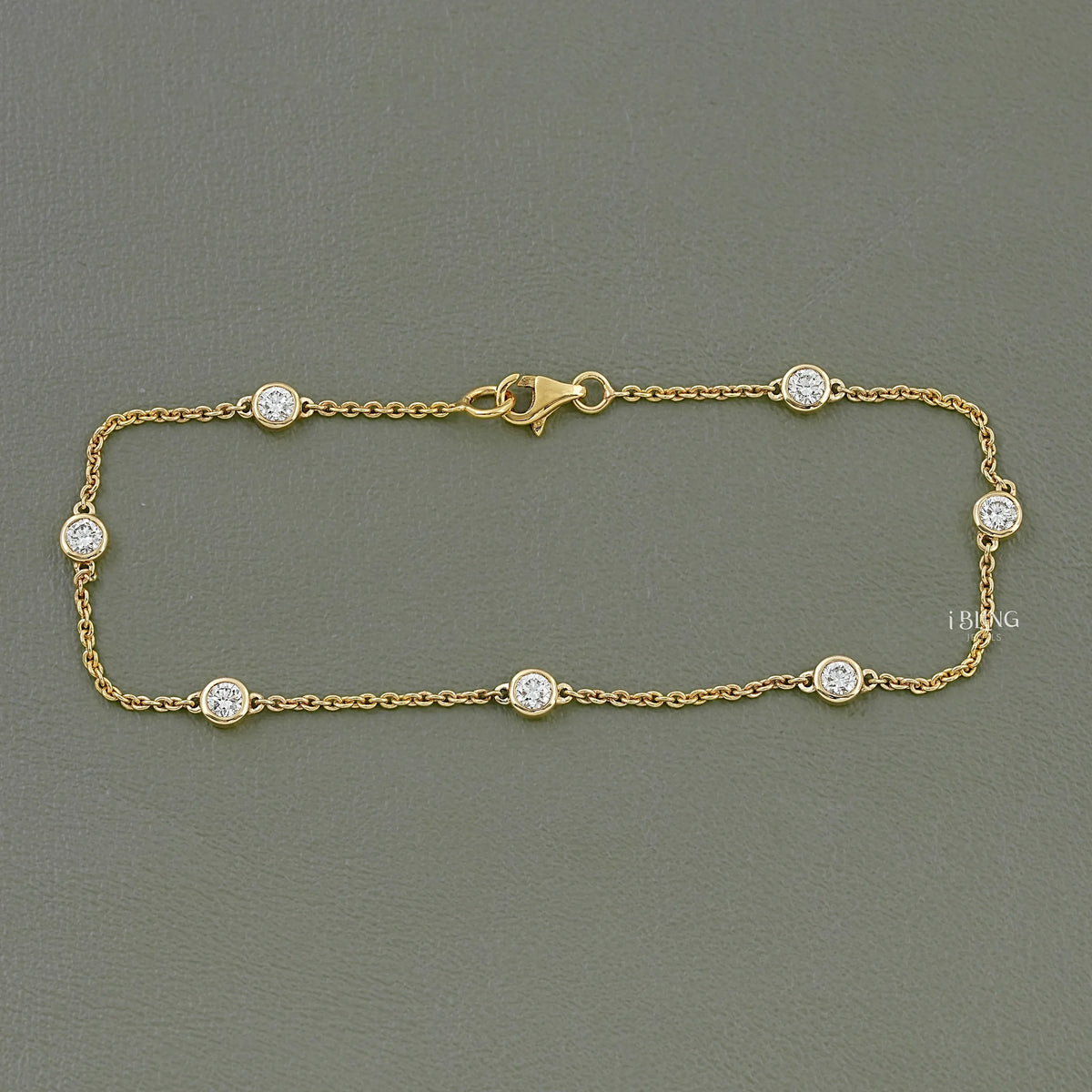 Round Cut Lab Grown Diamond Station Bracelet Chain Bracelet