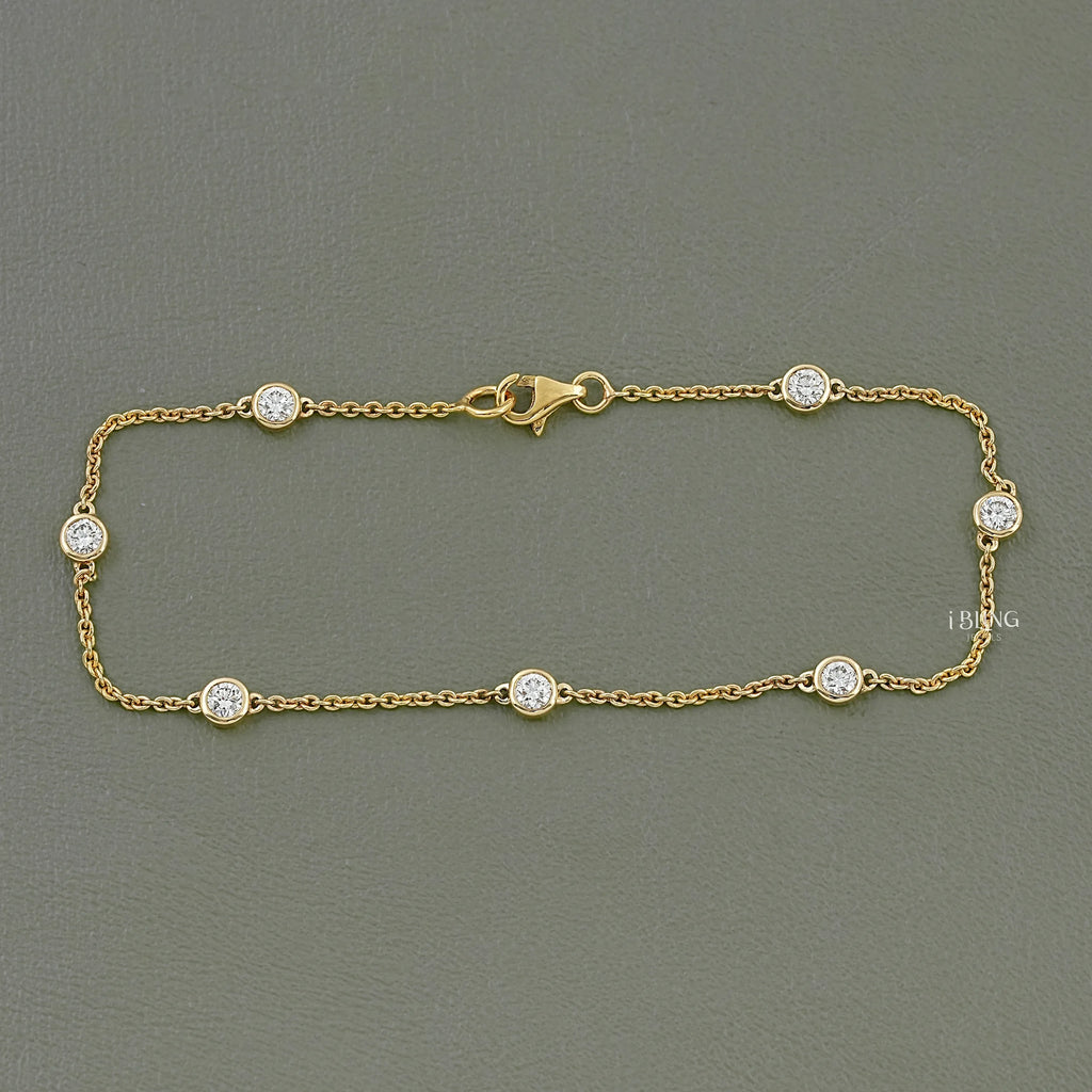 Round Cut Lab Grown Diamond Station Bracelet
