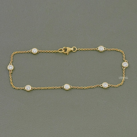 Round Cut Lab Grown Diamond Station Bracelet
