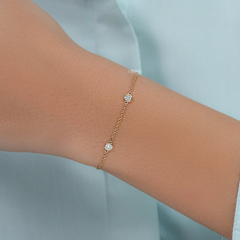 Round Cut Lab Grown Diamond Station Bracelet