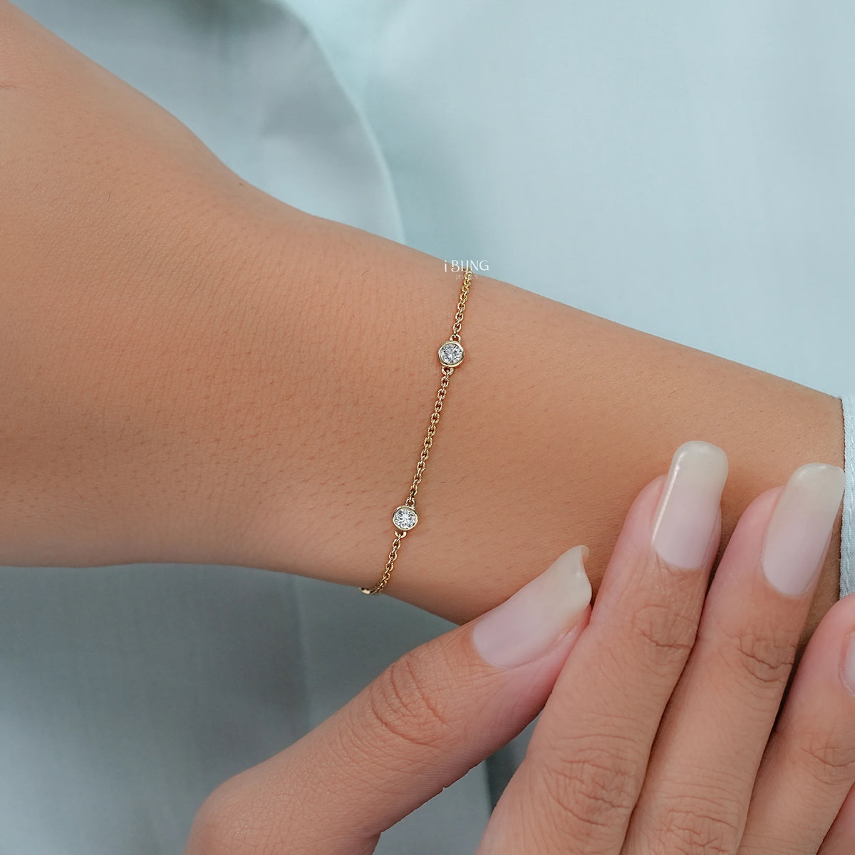 Round Cut Lab Grown Diamond Station Bracelet Chain Bracelet