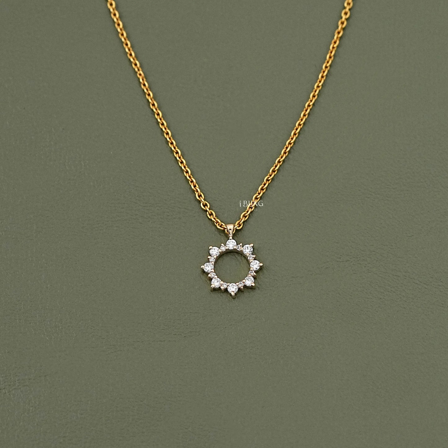 Round Cut Lab Diamond Open Circle Necklace