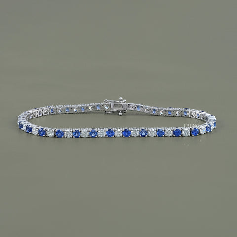 Multi Gemstone Round Diamond Tennis Bracelet