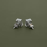 Emerald Cut Lab Grown Diamond Screw Back Earrings