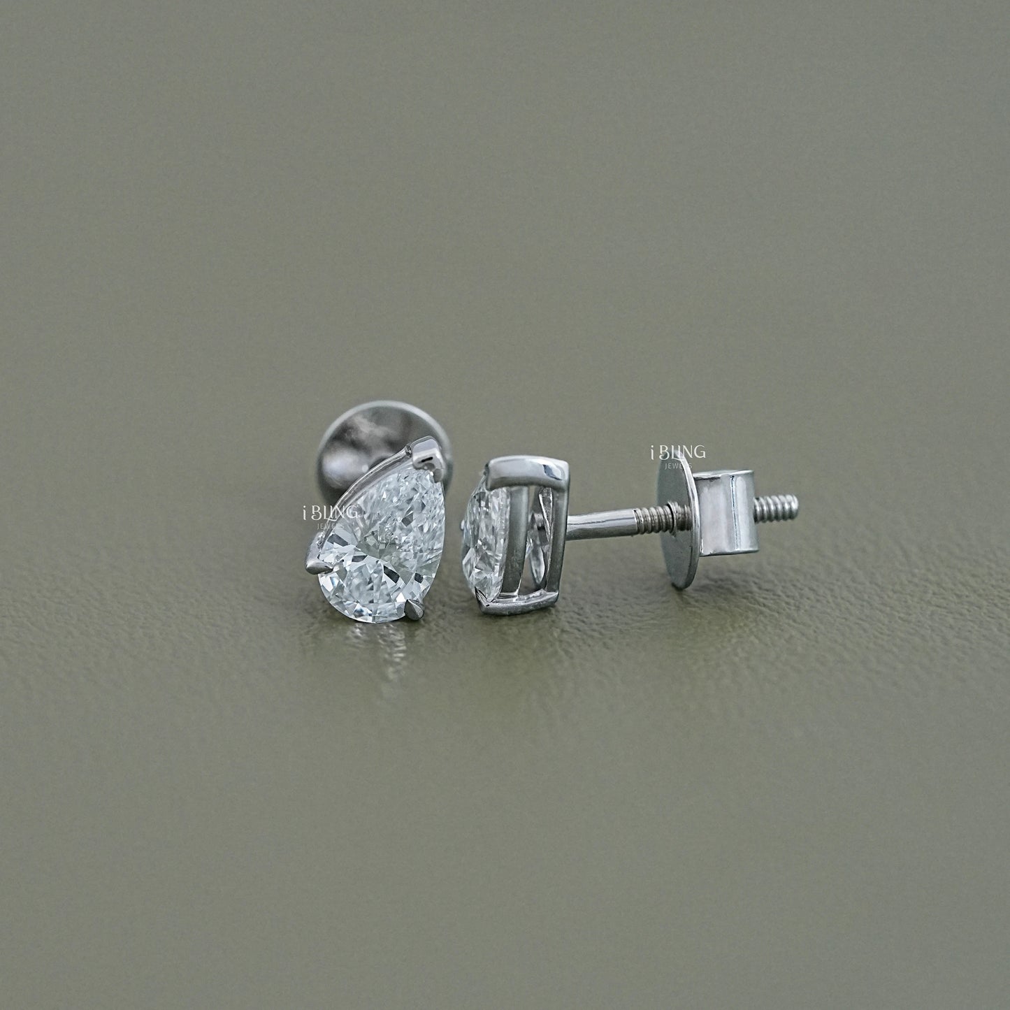 Pear Cut Lab Grown Diamond Stud Earrings Stud