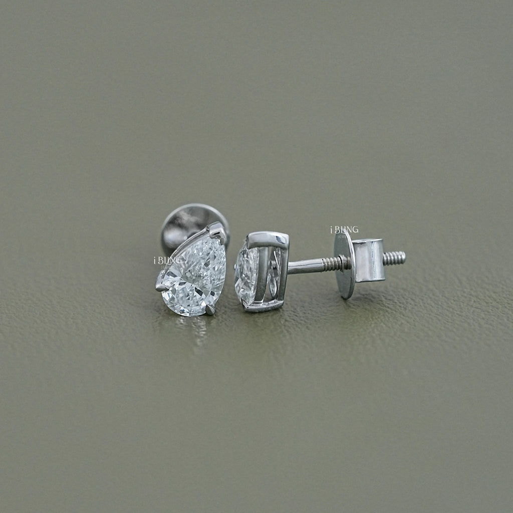 Pear Cut Lab Grown Diamond Stud Earrings