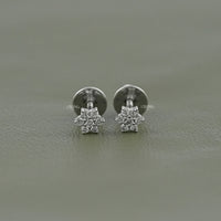 Floral Style Round Diamond Cluster Set Earrings