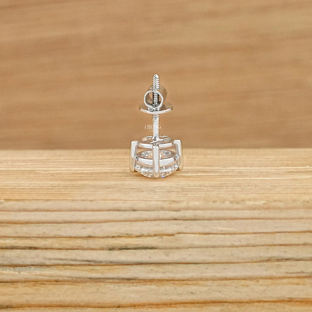 Round Cut Lab Diamond Screw Back Men's Stud Earrings