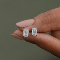 Emerald Cut Lab Grown Diamond Screw Back Earrings