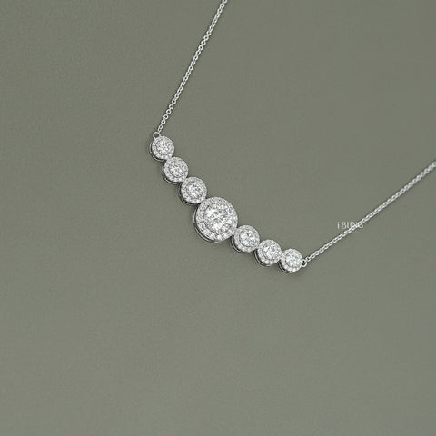 Seven Stone Round Diamond Halo Pendant