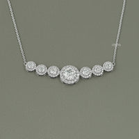Seven Stone Round Diamond Halo Pendant