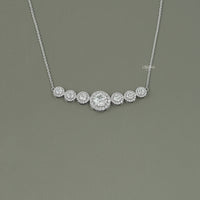 Seven Stone Round Diamond Halo Pendant