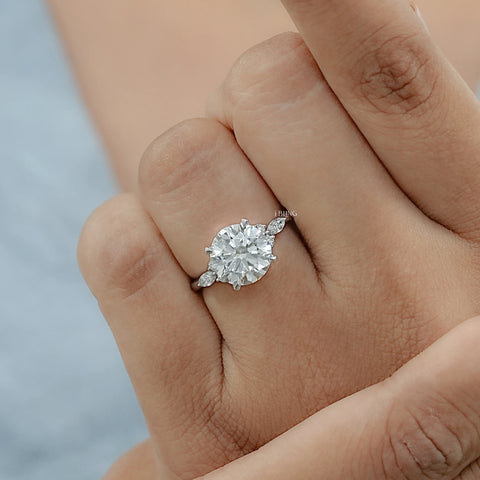 Marquise Side Cluster Diamond Engagement Ring
