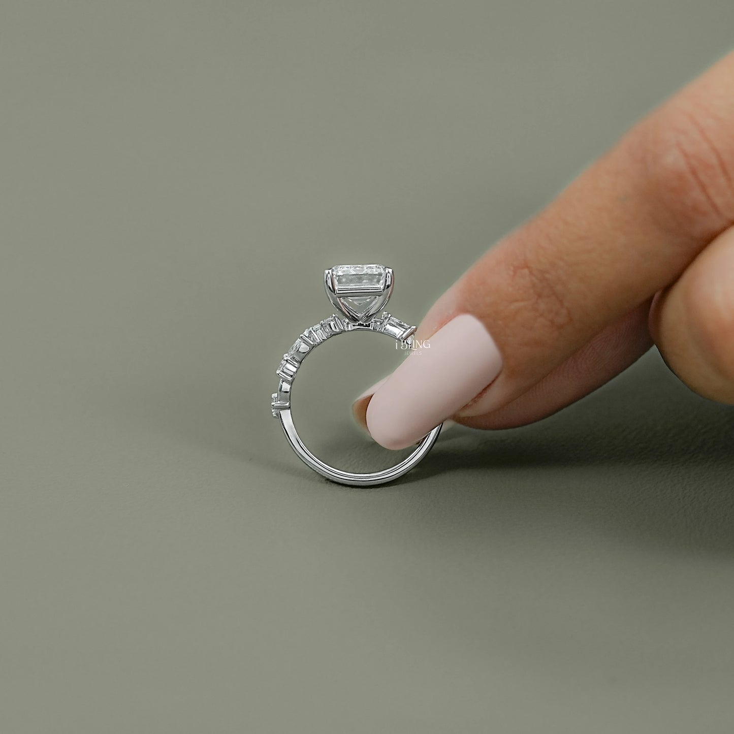 Emerald Cut Lab Grown Diamond Engagement Ring Solitaire Ring