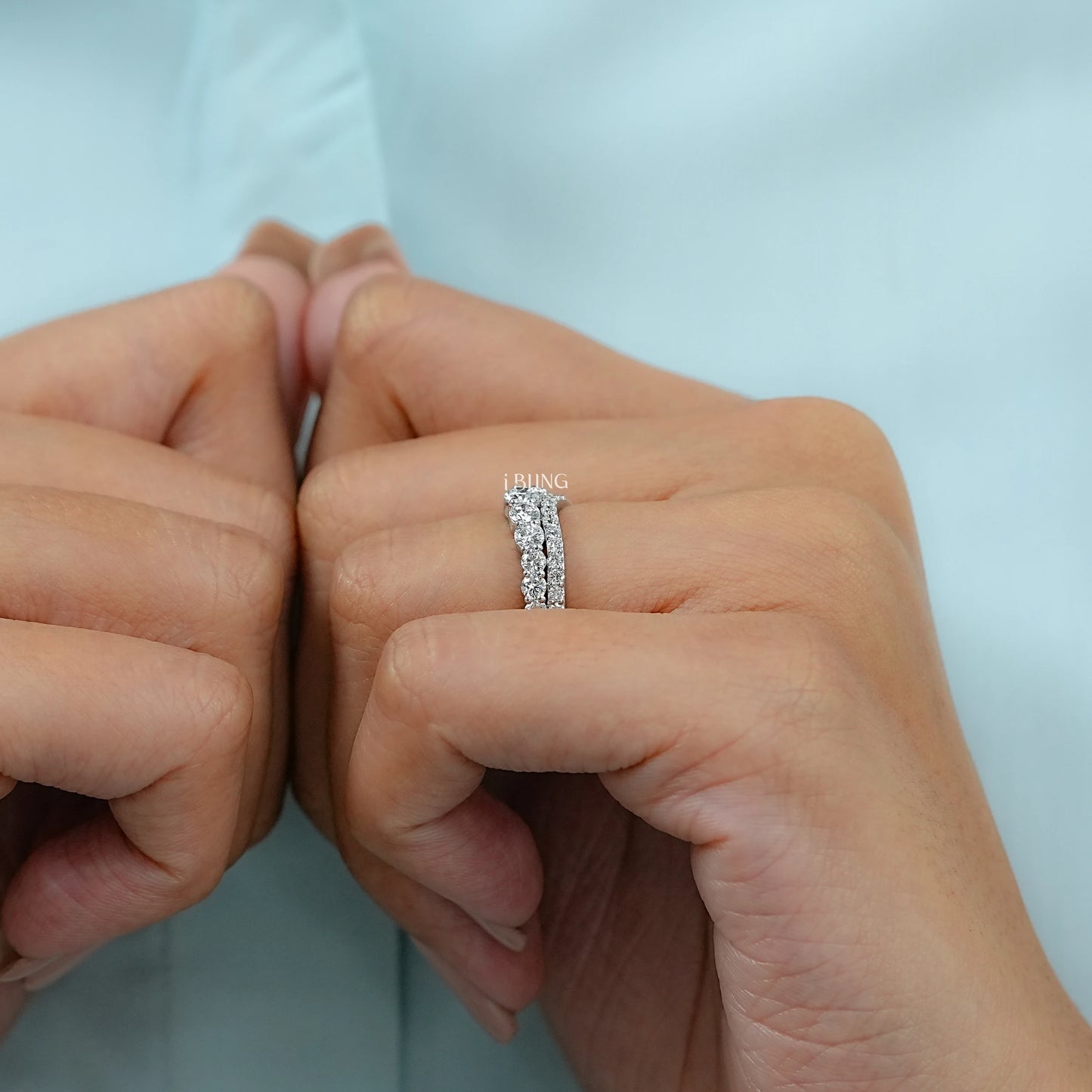 Round Cut Lab Diamond Curved Wedding Band Band