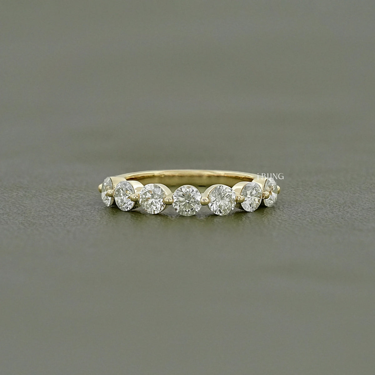 Round Lab Diamond Half Eternity Wedding Band Band