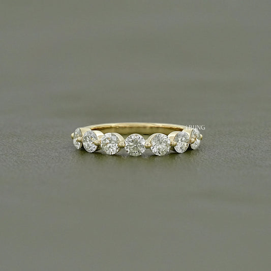 Round Lab Diamond Half Eternity Wedding Band Band