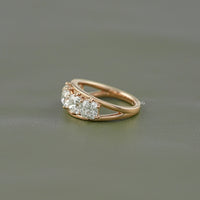 Old Mine Cushion Diamond Split Shank Five Stone Band