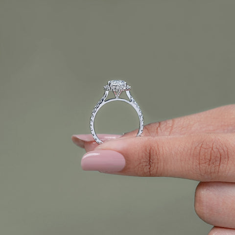 Marquise Lab Diamond Halo Engagement Ring