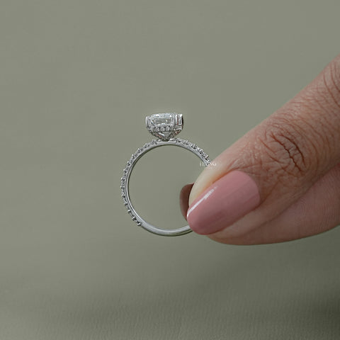 Emerald Cut Lab Grown Diamond Solitaire Accent Ring