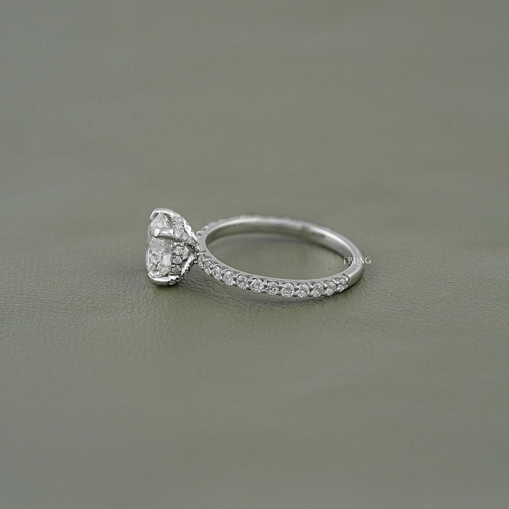 Round Cut Lab Grown Diamond Solitaire Accent Ring