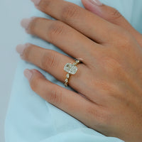 Elongated Cushion Lab Diamond Accent Engagement Ring