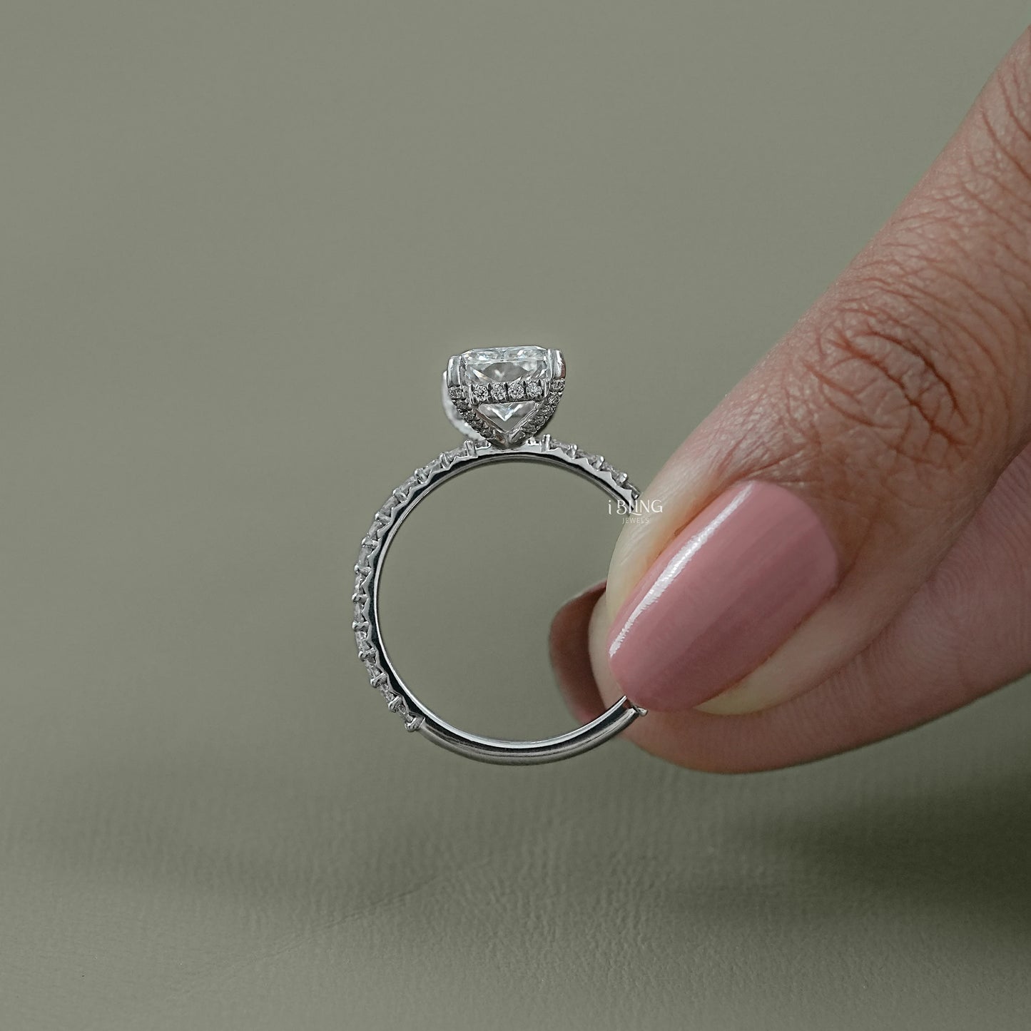 Radiant Lab Grown Diamond Solitaire Accent Ring