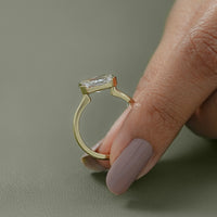 Radiant Cut East West Half Bezel Set Engagement Ring