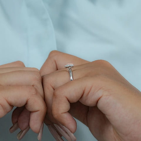 Pear Cut Lab Diamond Solitaire Engagement Ring