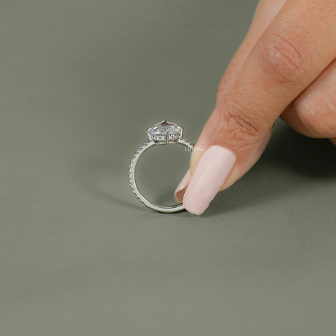 Hidden Halo Rose Cut Round Diamond Accent Ring