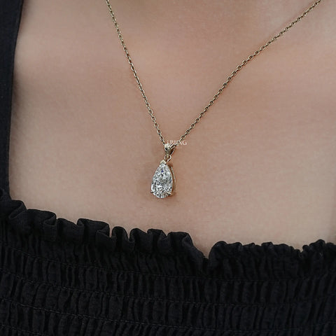 Pear Cut Lab Grown Diamond Solitaire Necklace