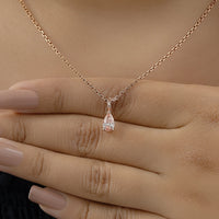 Pear Cut Pink Diamond Solitaire Pendant Necklace