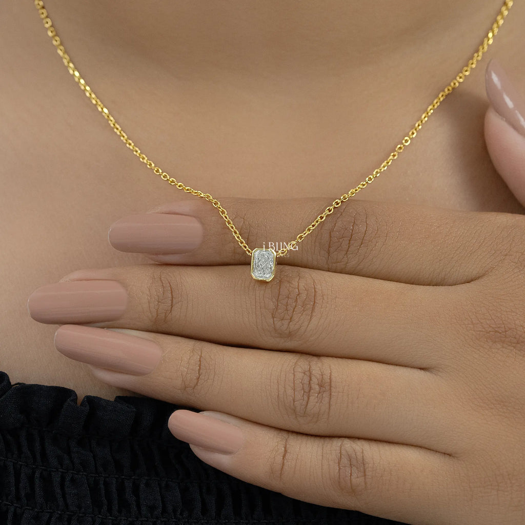 Radiant Cut Lab Diamond Solitaire Pendant Necklace