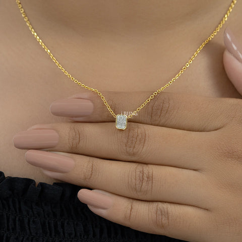 Radiant Cut Lab Diamond Solitaire Pendant Necklace