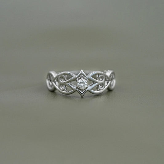 Round Cut Lab Grown Diamond Vintage Engagement Ring Ring