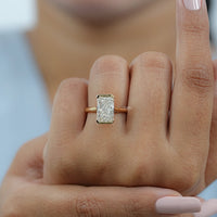 Radiant Half Bezel Set Lab Diamond Solitaire Ring