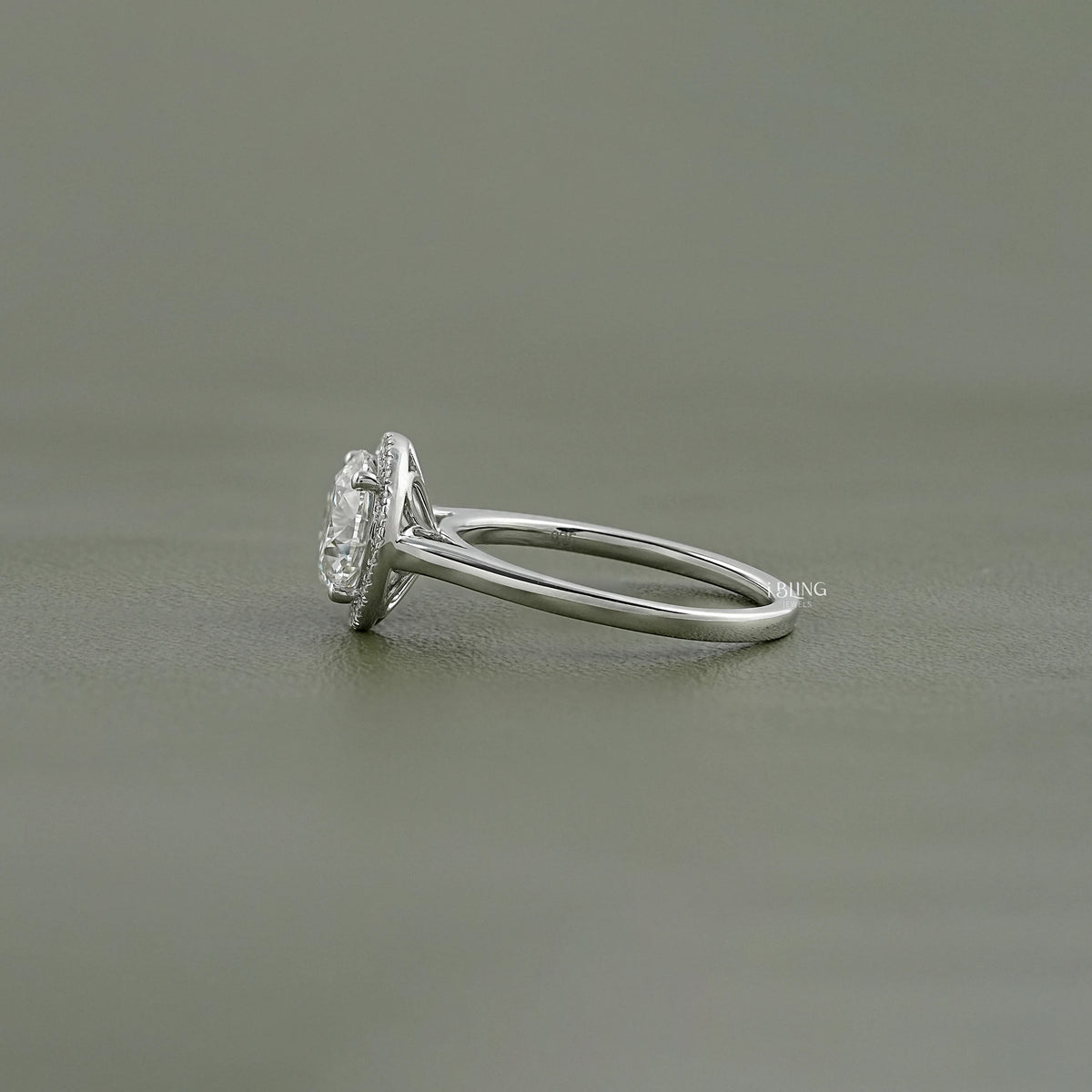 Round Cut Lab Diamond Halo Engagement Ring Solitaire Ring