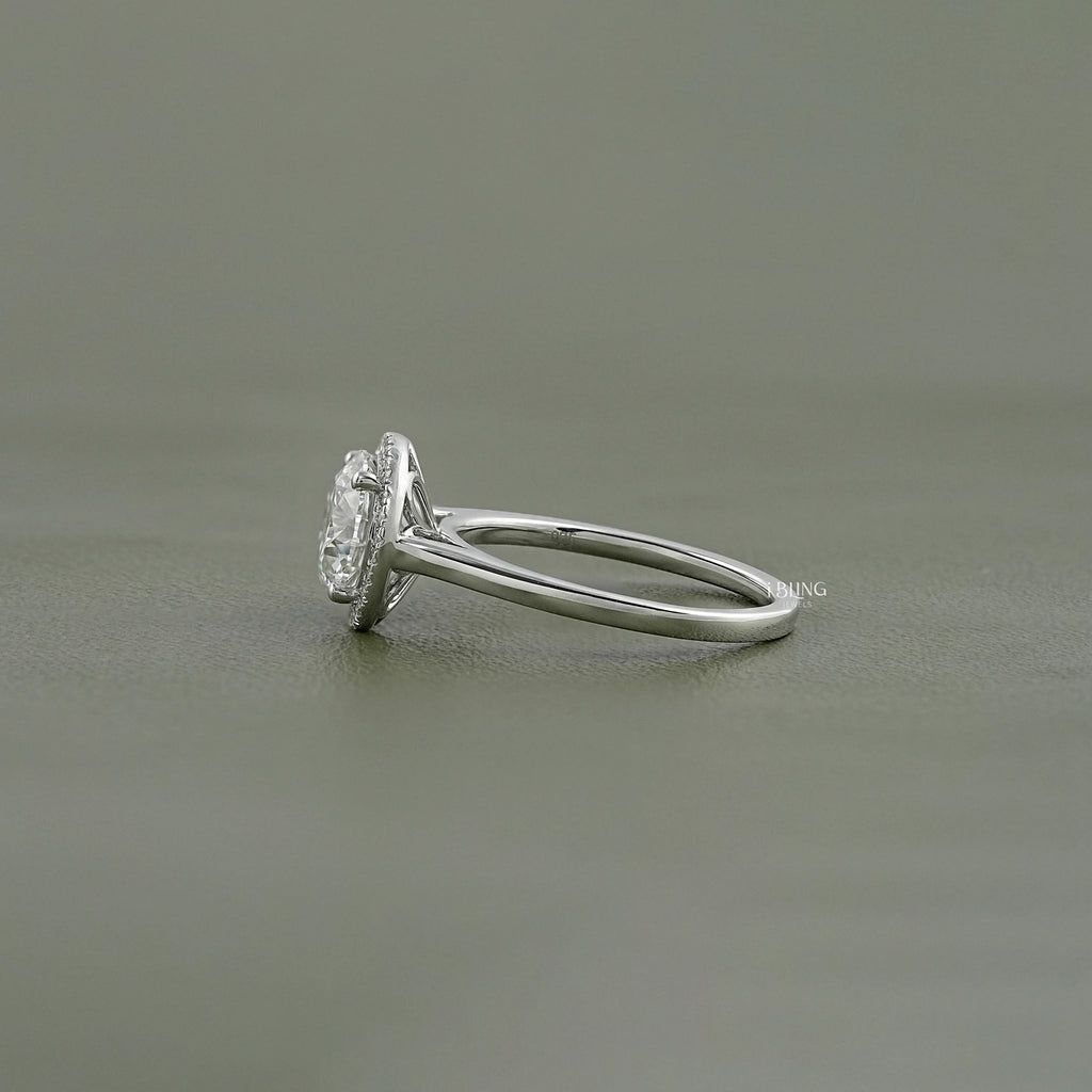 Round Cut Lab Diamond Halo Engagement Ring