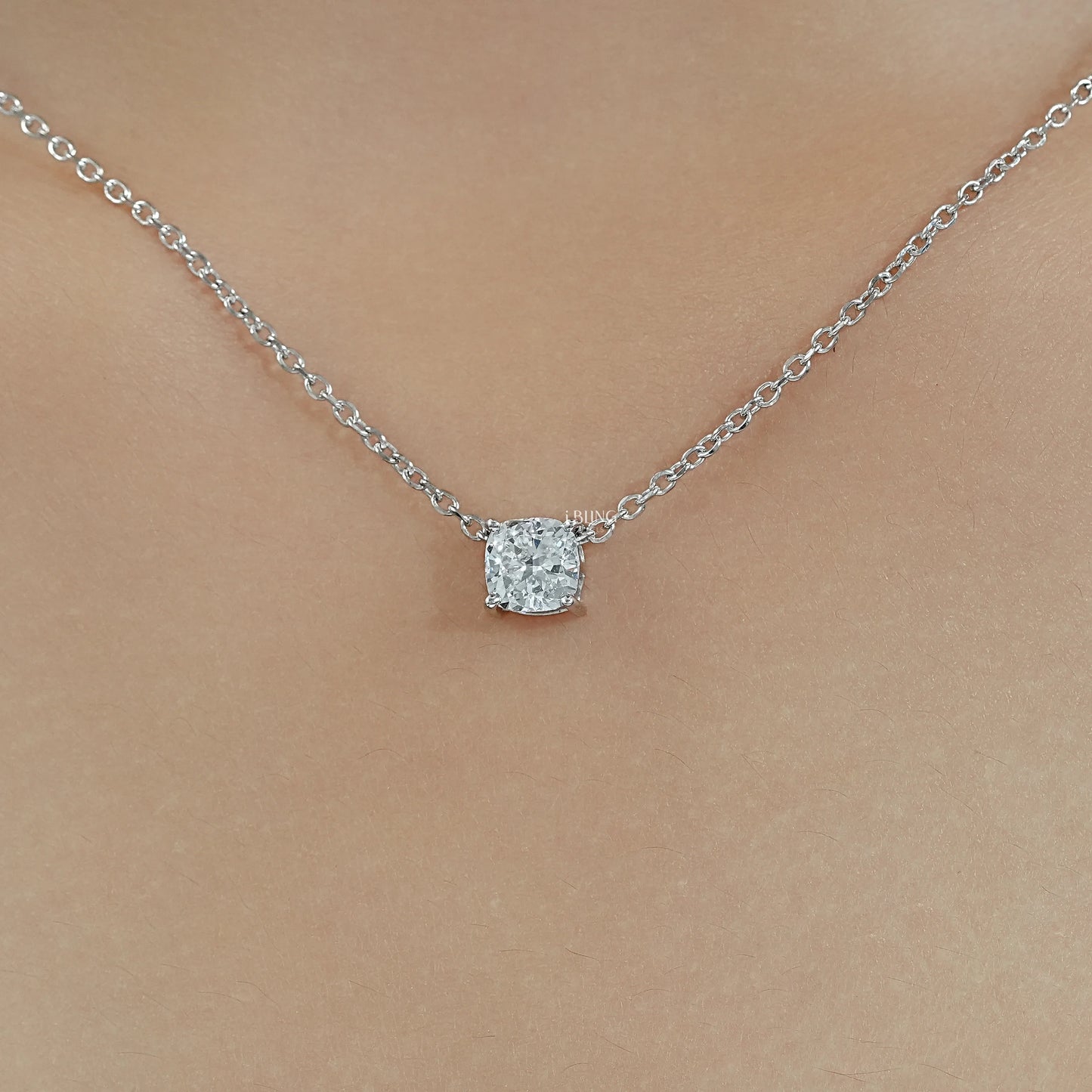 Square Cushion Lab Grown Diamond Solitaire Pendant Necklace Pendants