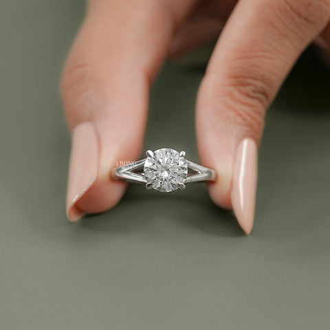 Round Cut Lab Grown Diamond Split Shank Solitaire Ring