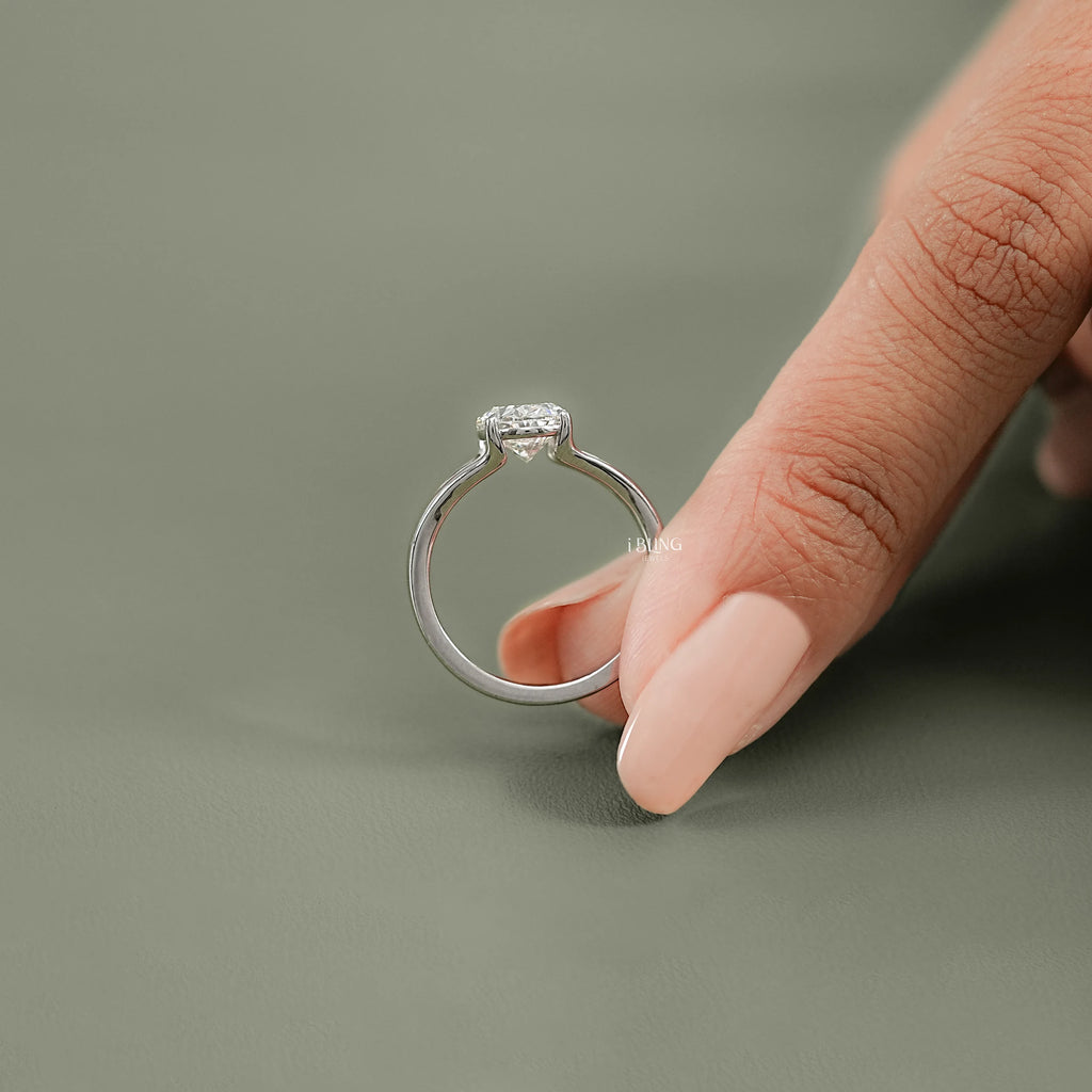 Oval Lab Diamond Split Shank Engagement Ring