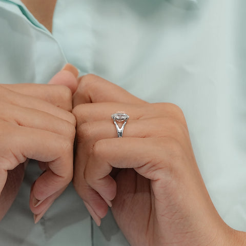 Oval Lab Diamond Split Shank Engagement Ring