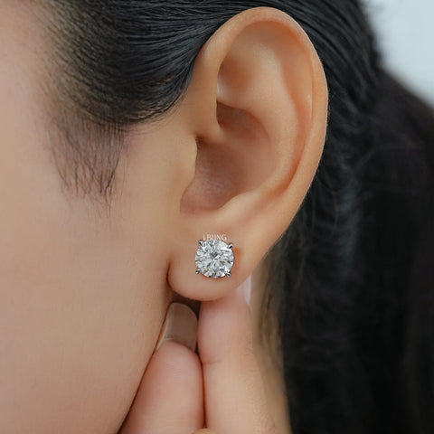 Round Cut Lab Grown Diamond Stud Earrings