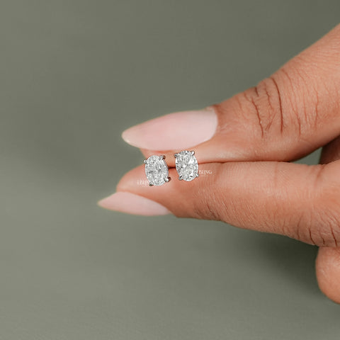 Oval Cut Lab Diamond Screw Back Stud Earrings