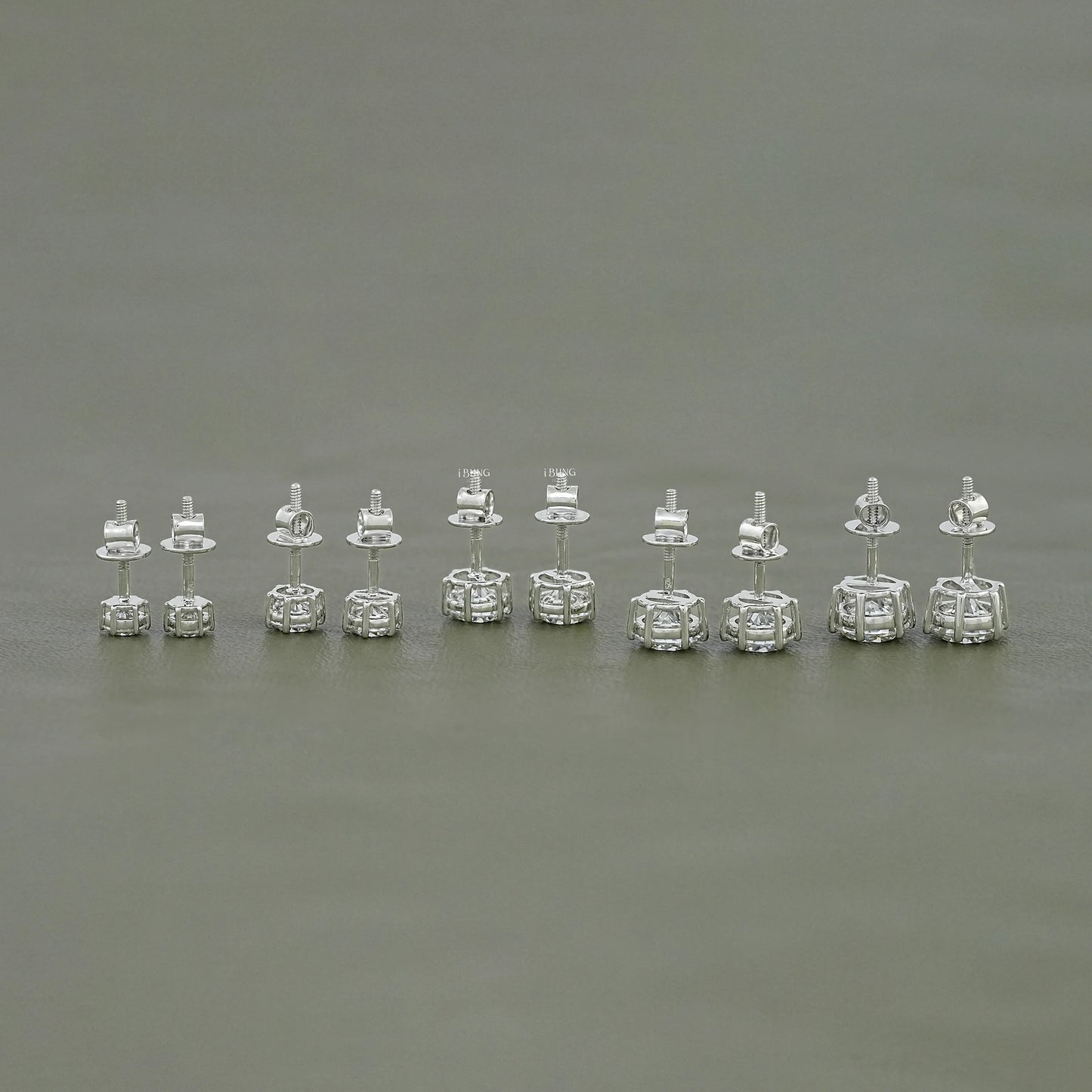 Round Moissanite Solitaire Diamond Stud Earrings