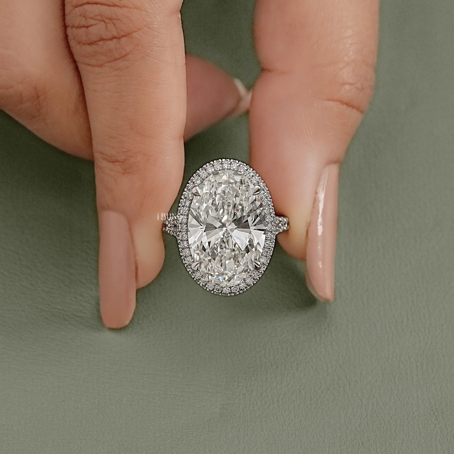 Oval Diamond Split Shank Hidden Halo Ring Halo Ring