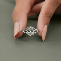 Oval Lab Diamond Split Shank Engagement Ring
