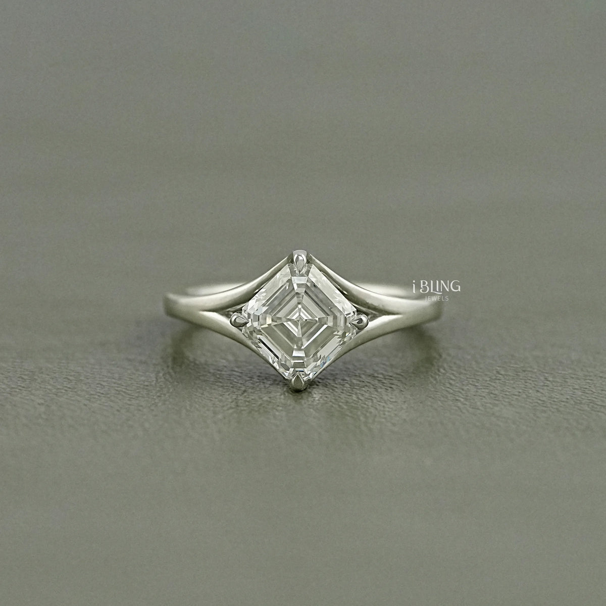 Asscher Lab Grown Diamond Solitaire Engagement Ring