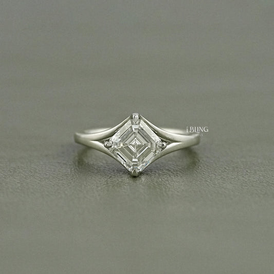 Asscher Lab Grown Diamond Solitaire Engagement Ring