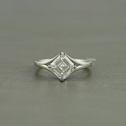 Asscher Lab Grown Diamond Solitaire Engagement Ring